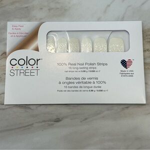 Color Street Nail Polish Strips Over the Moon White Glitter New in Package